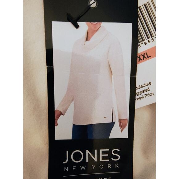 Jones New York Ivory Cowl Neck Brushed Terry Jersey Knit Long Sleeve Top XXL - Picture 4 of 9